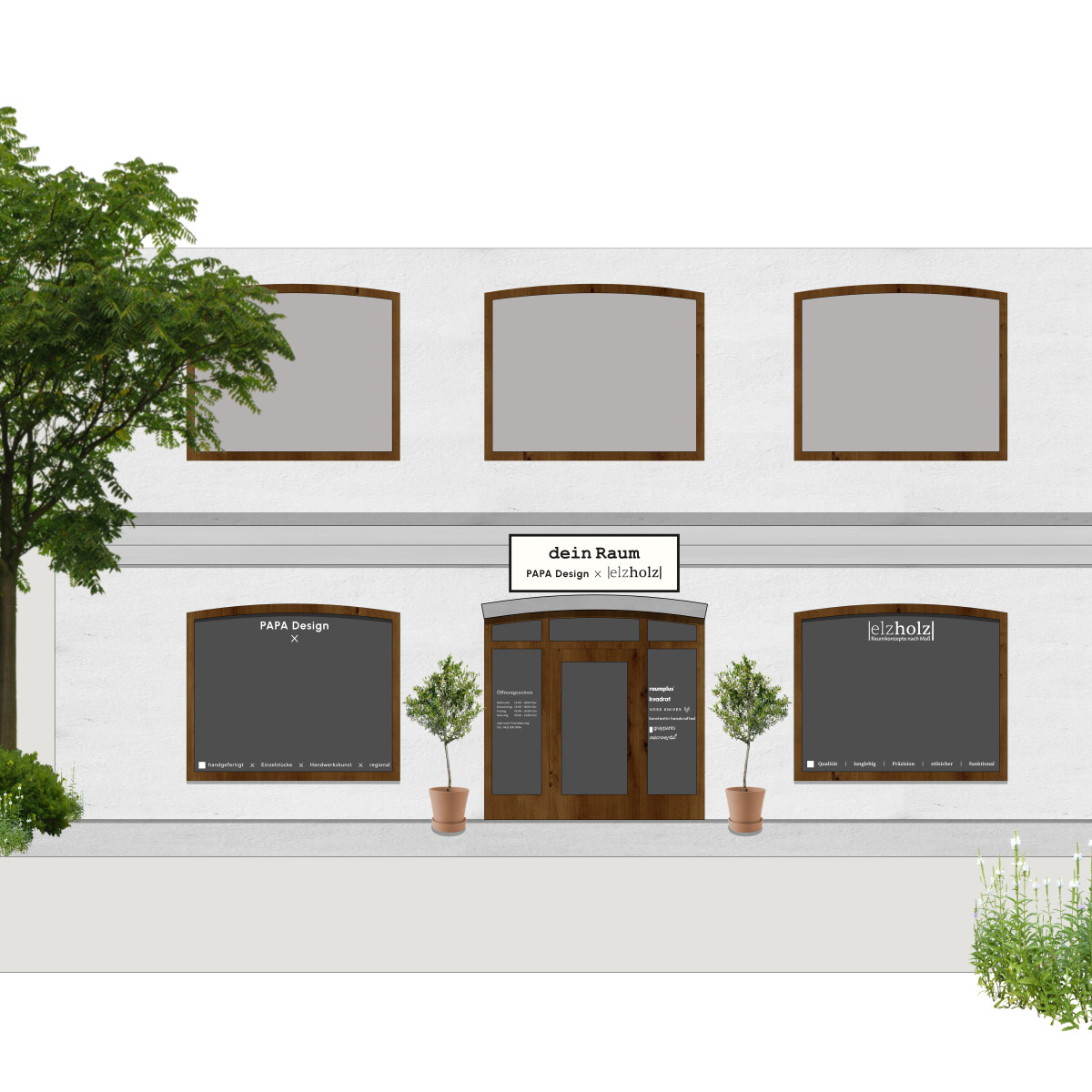 Zeichnung Aussenfassade des Showrooms