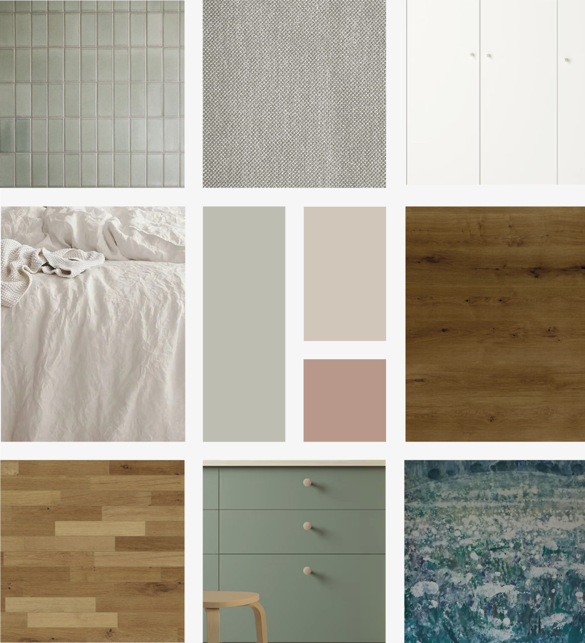 Materialien Moodboard zum neuen Wohnkonzept